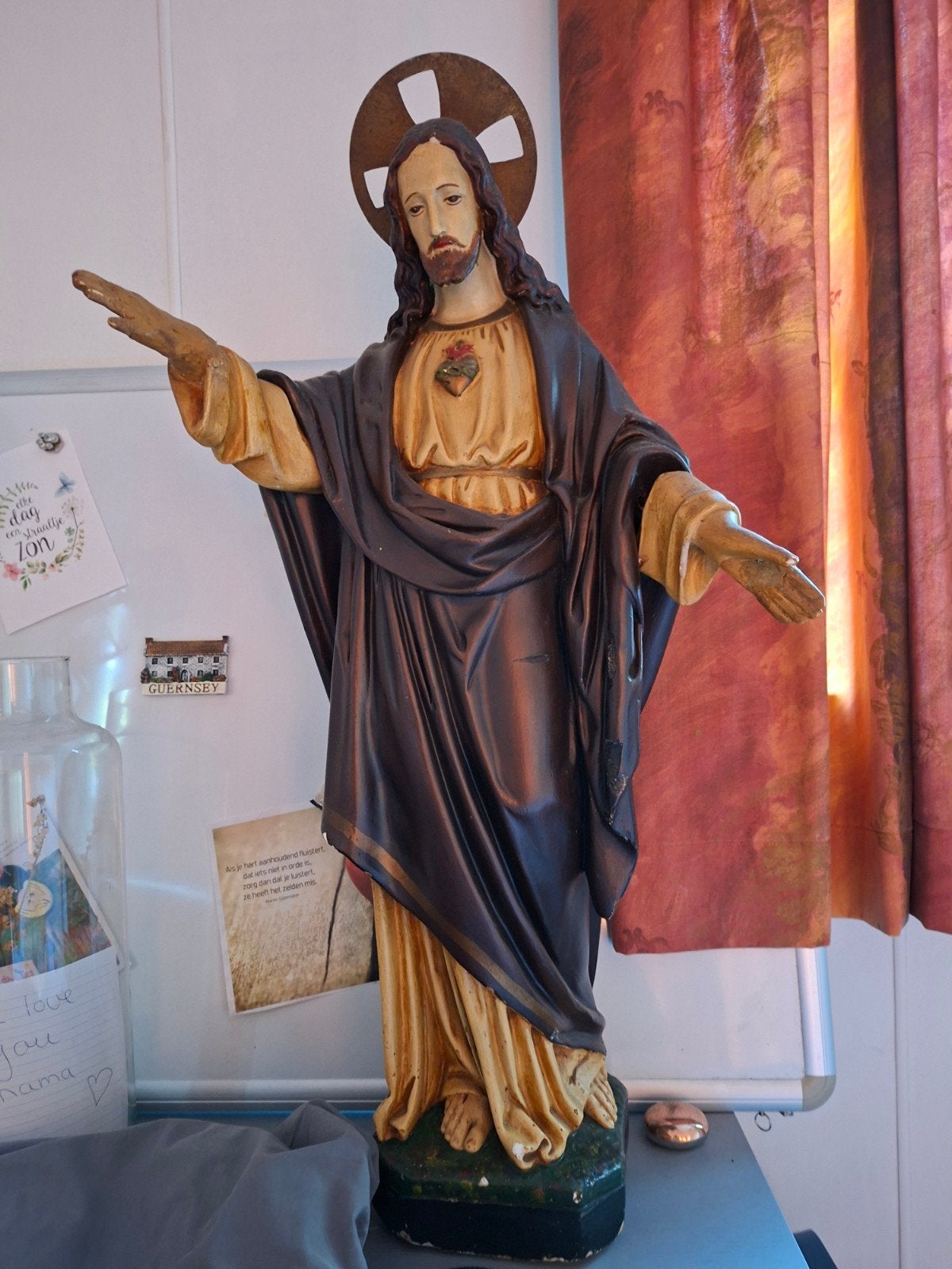 Jezus beeld met Heilig Hart, Antiek en Kunst, Ophalen