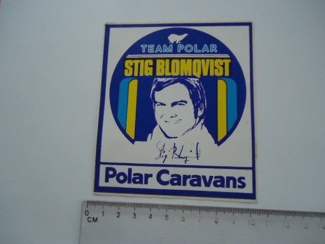 sticker oud STIG BLOMQVIST Saab auto rally Polar cross race, Verzamelen, Stickers, Zo goed als nieuw, Verzenden