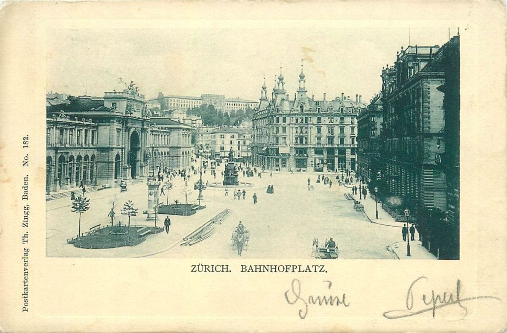 379-079-001 Zürich Bahnhofplatz, Verzamelen, Ansichtkaarten | Buitenland, Verzenden, Voor 1920, Overig Europa