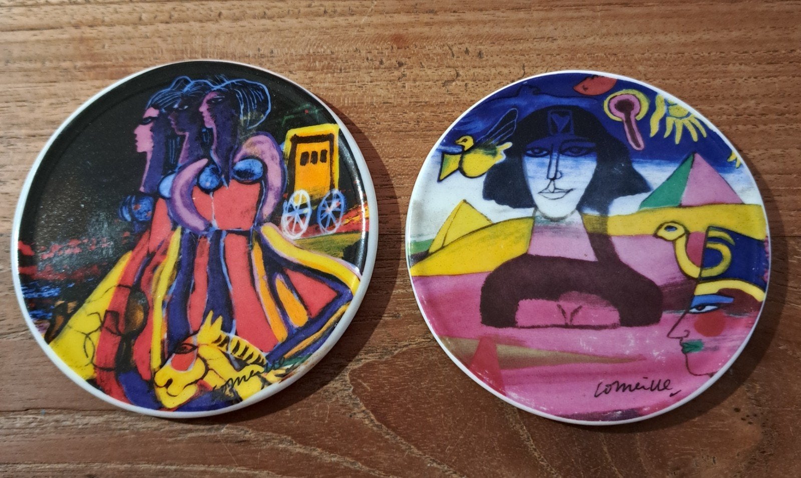 Set van 2 Corneille onderzetters (keramiek) - Cobra kunst, Antiek en Kunst, Ophalen of Verzenden