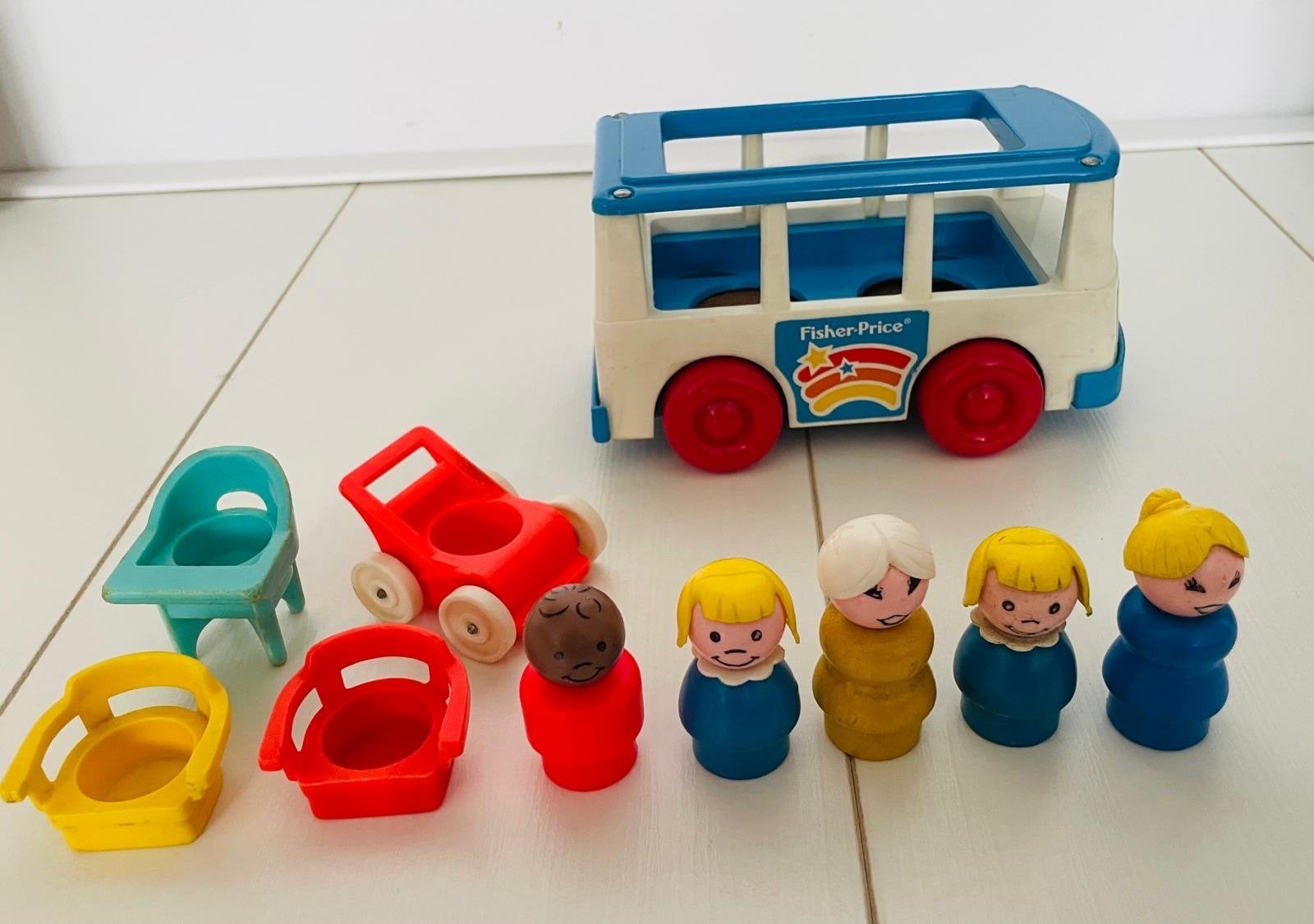 Vintage Fisher-Price Little People Bus met figuren, Ophalen of Verzenden, Gebruikt, Speelset
