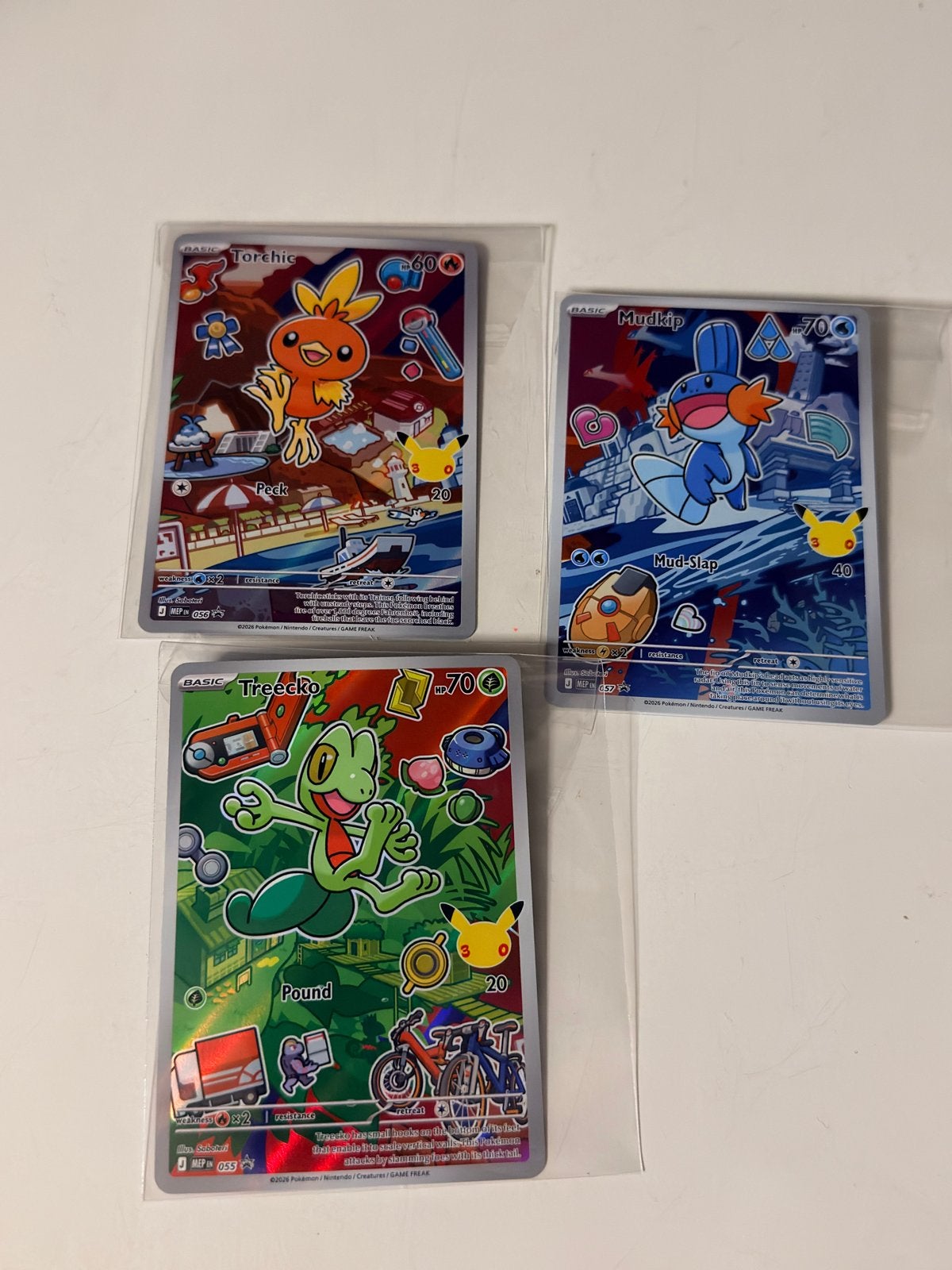 Pokémon Kaarten: Torchic, Mudkip, Treecko (Celebrations), Ophalen of Verzenden, Nieuw, Meerdere kaarten