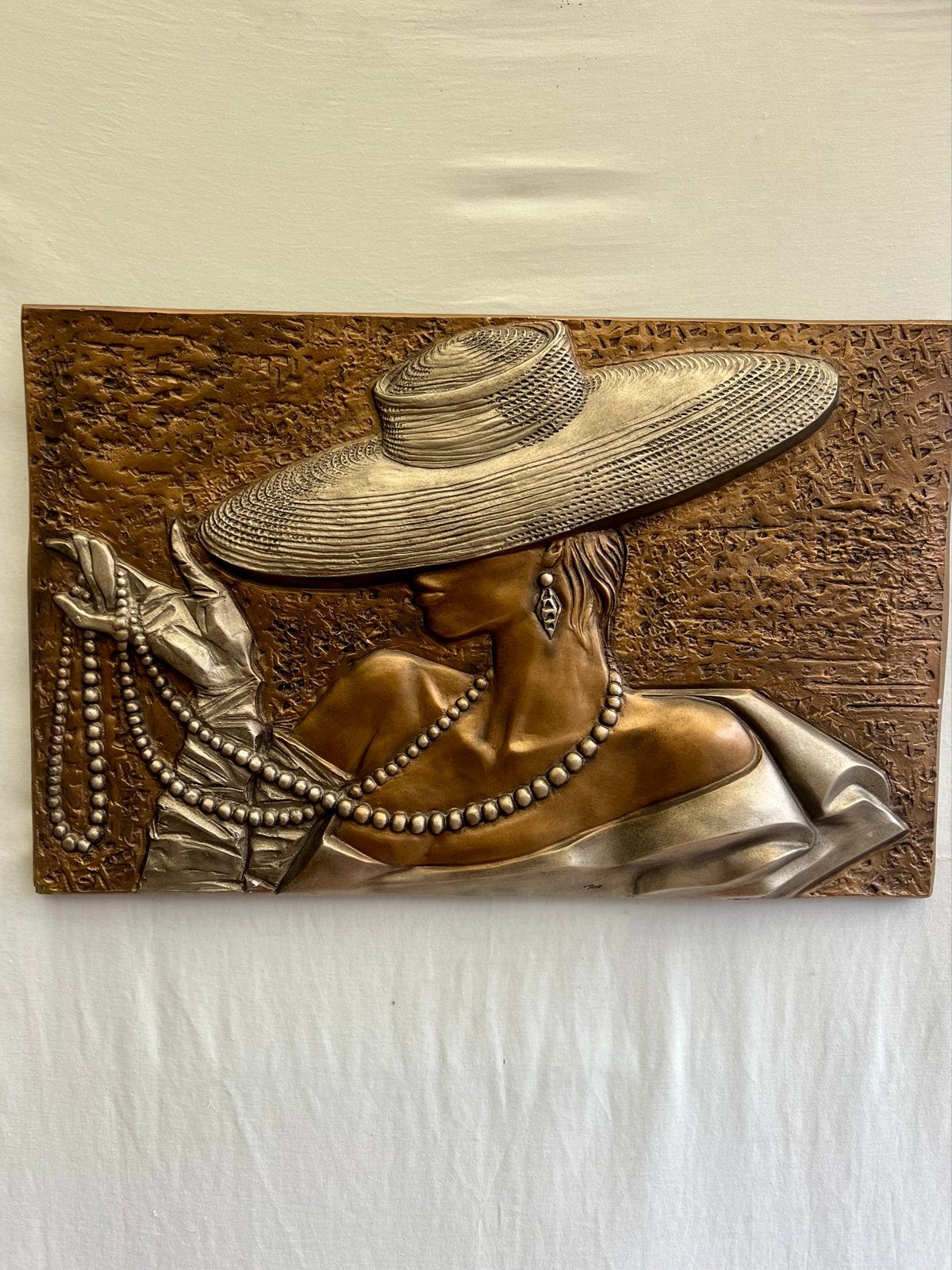 Vintage 3D Wandsculptuur 'Sophisticated Lady' - Art Deco, Art deco, Wanddecoratie, Gemerkt, Vrouw