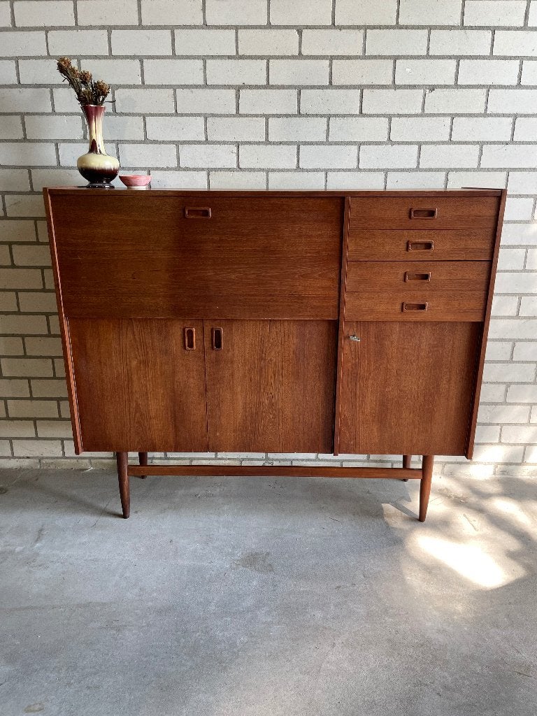 Prachtige Highboard kast, vintage retro, Ophalen, 100 tot 150 cm, Overige materialen, Zo goed als nieuw