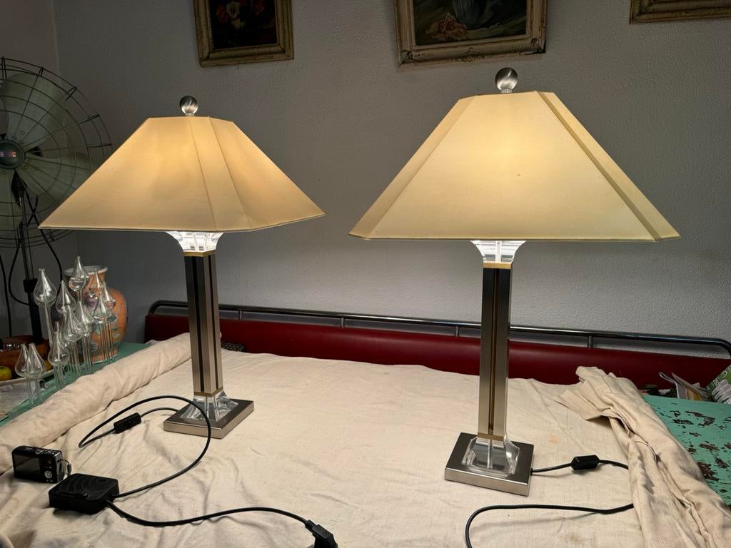 Vloerlampen, Tafellamp,sixties,zeventies,Hollywood,vintage, Gebruikt, Ophalen of Verzenden, Glas, Minder dan 100 cm