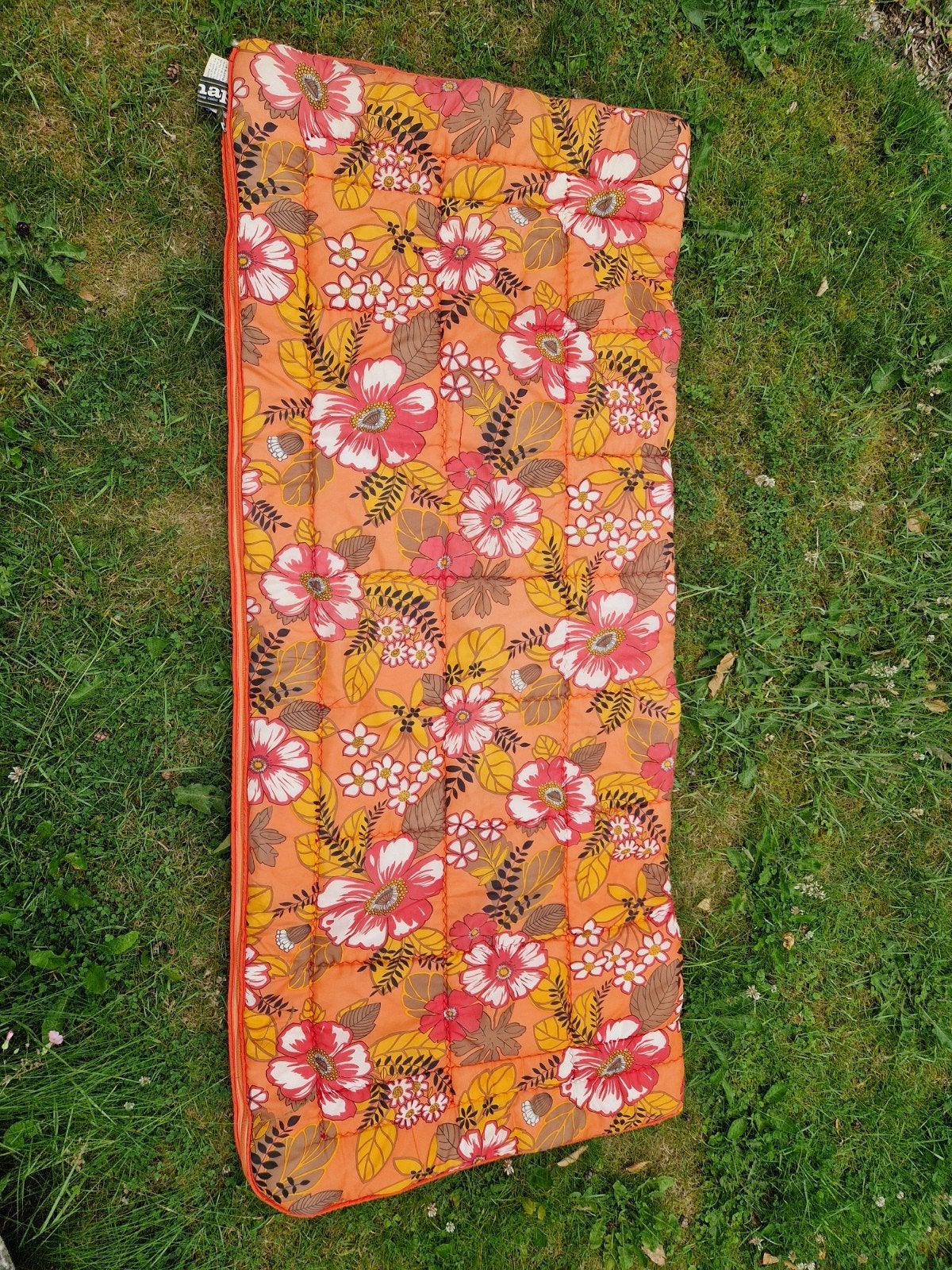 Vintage Slaapzak met Bloemenprint - Dacron Fiberfill, Caravans en Kamperen, Slaapzakken, Gebruikt, Ophalen of Verzenden