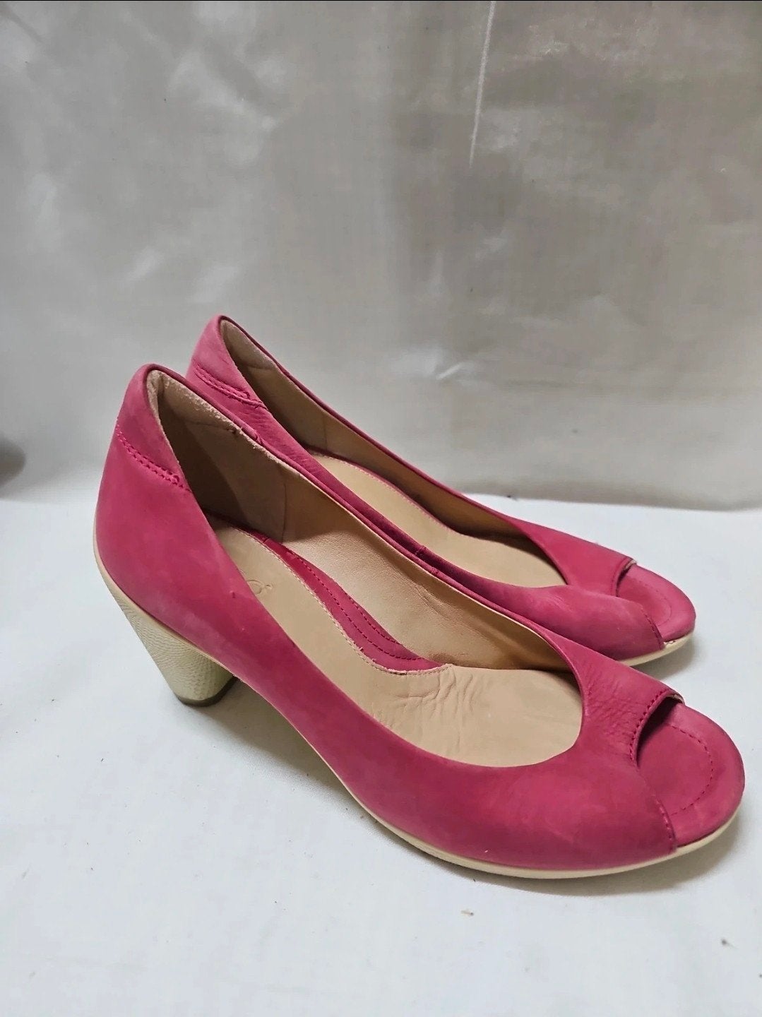 Roze Peep-Toe Pumps met Blokhak - Maat 37, Kleding | Dames, Ophalen of Verzenden, Zo goed als nieuw, Roze