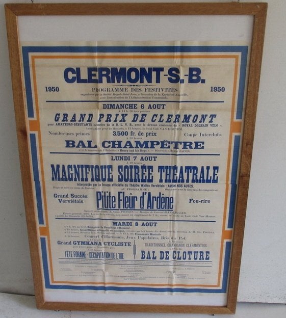 oude affiches volksfeest kleine dorpjes 1950 café ADG, Antiek en Kunst, Ophalen