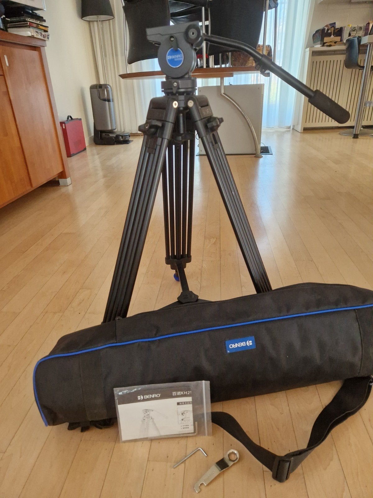 Benro KH-25N professionele video tripod compleet, Benro, Zo goed als nieuw, 150 tot 175 cm, Snelkoppelingsplaat