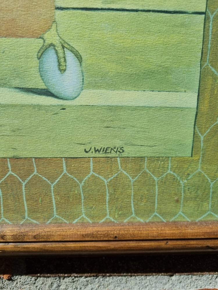 schilderij prent haan en eieren j.wiens, Ophalen of Verzenden, 'T Olde Gre-j, Info@toldegrej.nl, Endepoelstraat 20f Didam