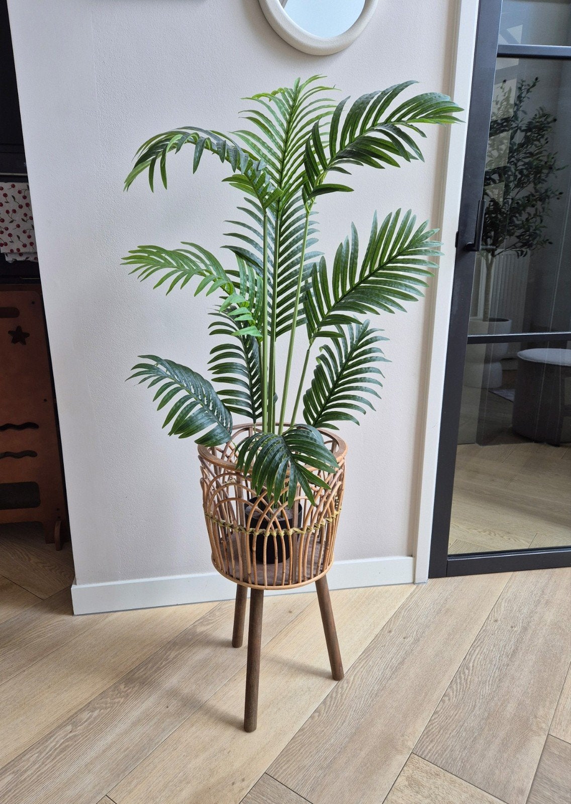 Rotan plantenbak op standaard - Xenos, Ophalen, Overige materialen, Boho, Zo goed als nieuw