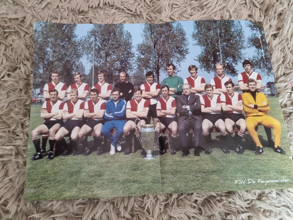 Vintage poster Feyenoord Europacup I winnaars 1970, Ophalen of Verzenden, Gebruikt, Feyenoord, Poster, Plaatje of Sticker