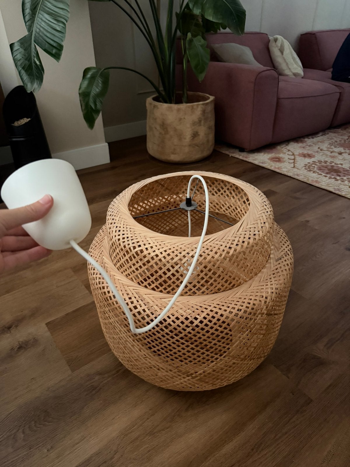 Hanglamp Riet (Rotan Stijl), Verzenden, Zo goed als nieuw, Overige materialen, Minder dan 50 cm