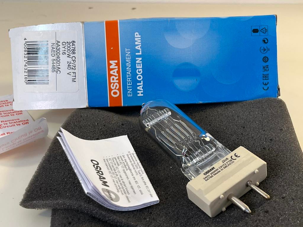 Osram Halogeenlamp 2000W 240V GY16 - Nieuw in doos, 60 watt of meer, Halogeen (gloei)lamp, Nieuw, Bipin of Steekvoet