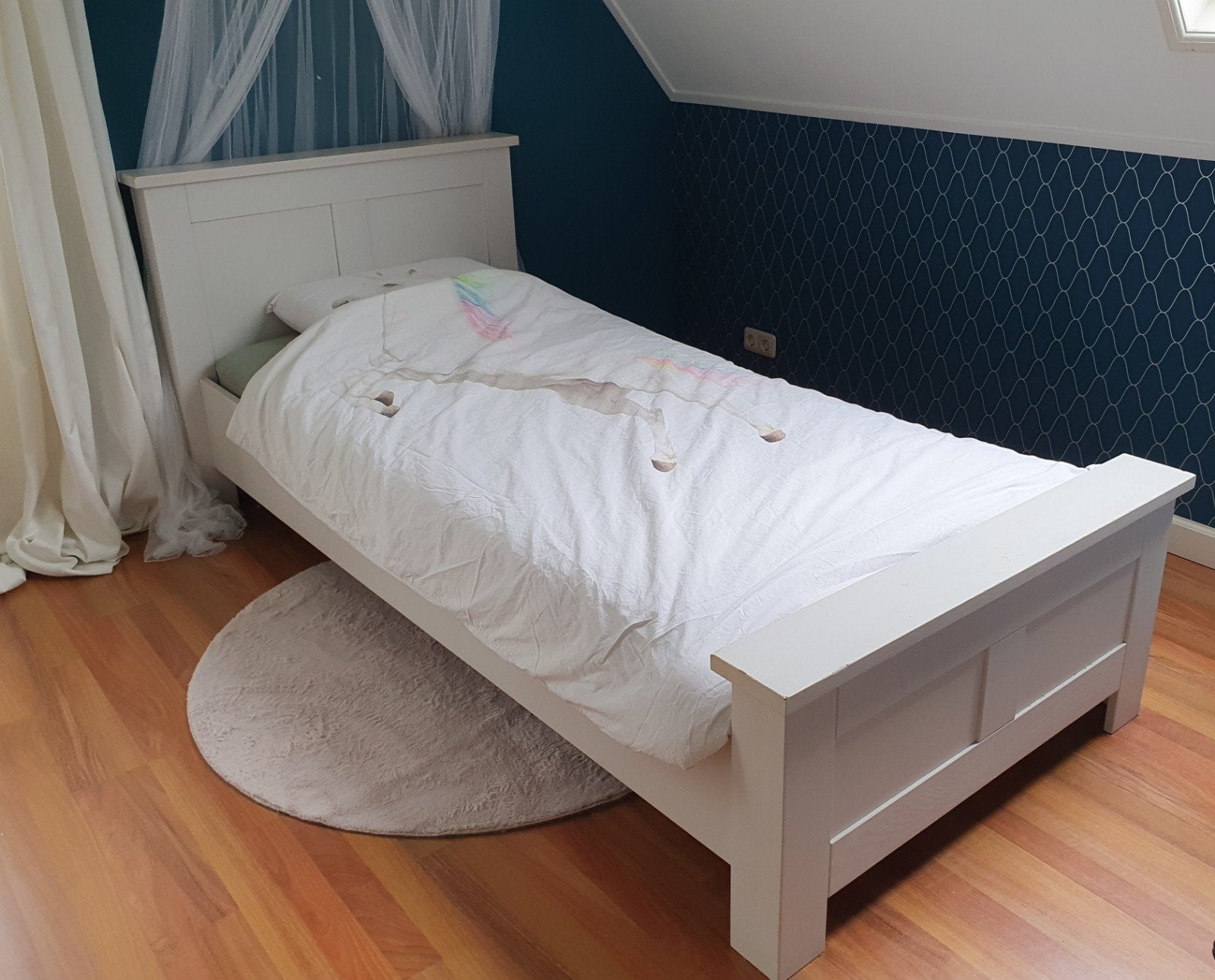 Wit houten Bopita bed 90x200 met lattenbodem (vanaf 11-8), Kinderen en Baby's, 85 tot 100 cm, Gebruikt, 180 cm of meer, Ophalen