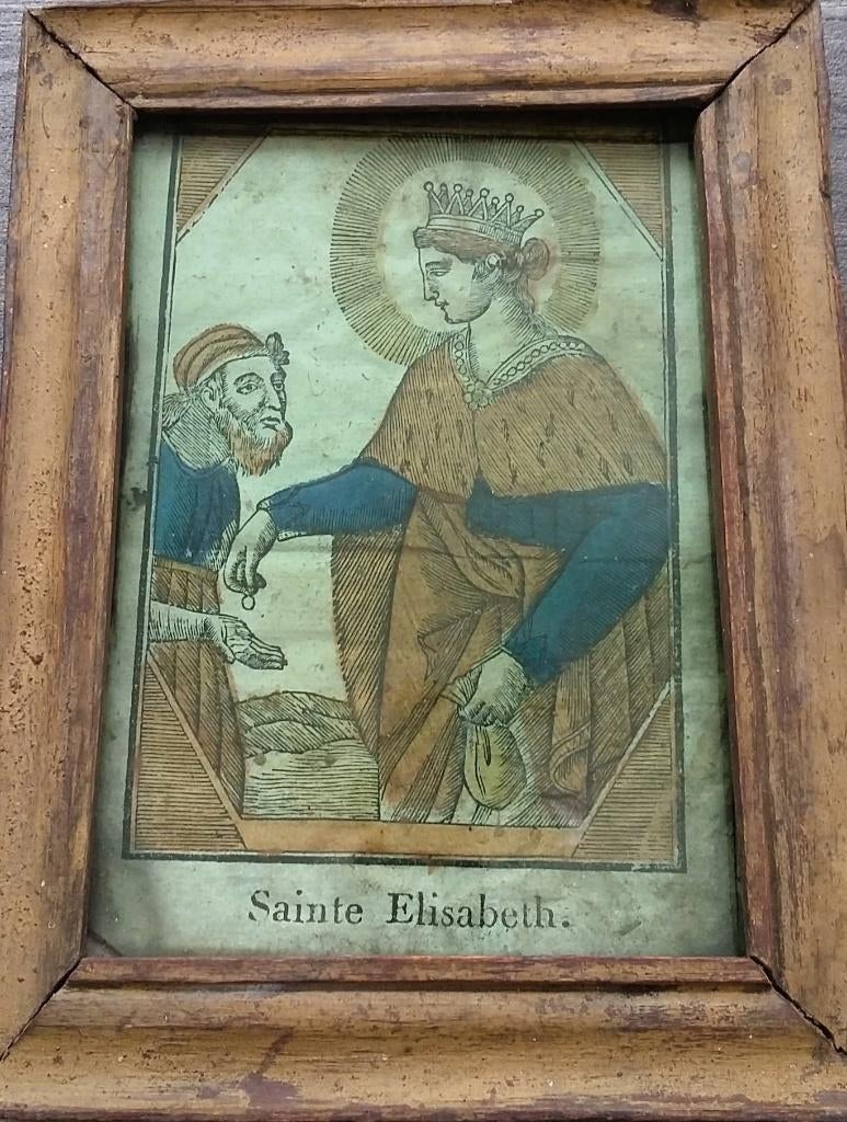 17 -18 de eeuw Heilige Prent Santje Elisabeth van Thüringen, Ophalen of Verzenden