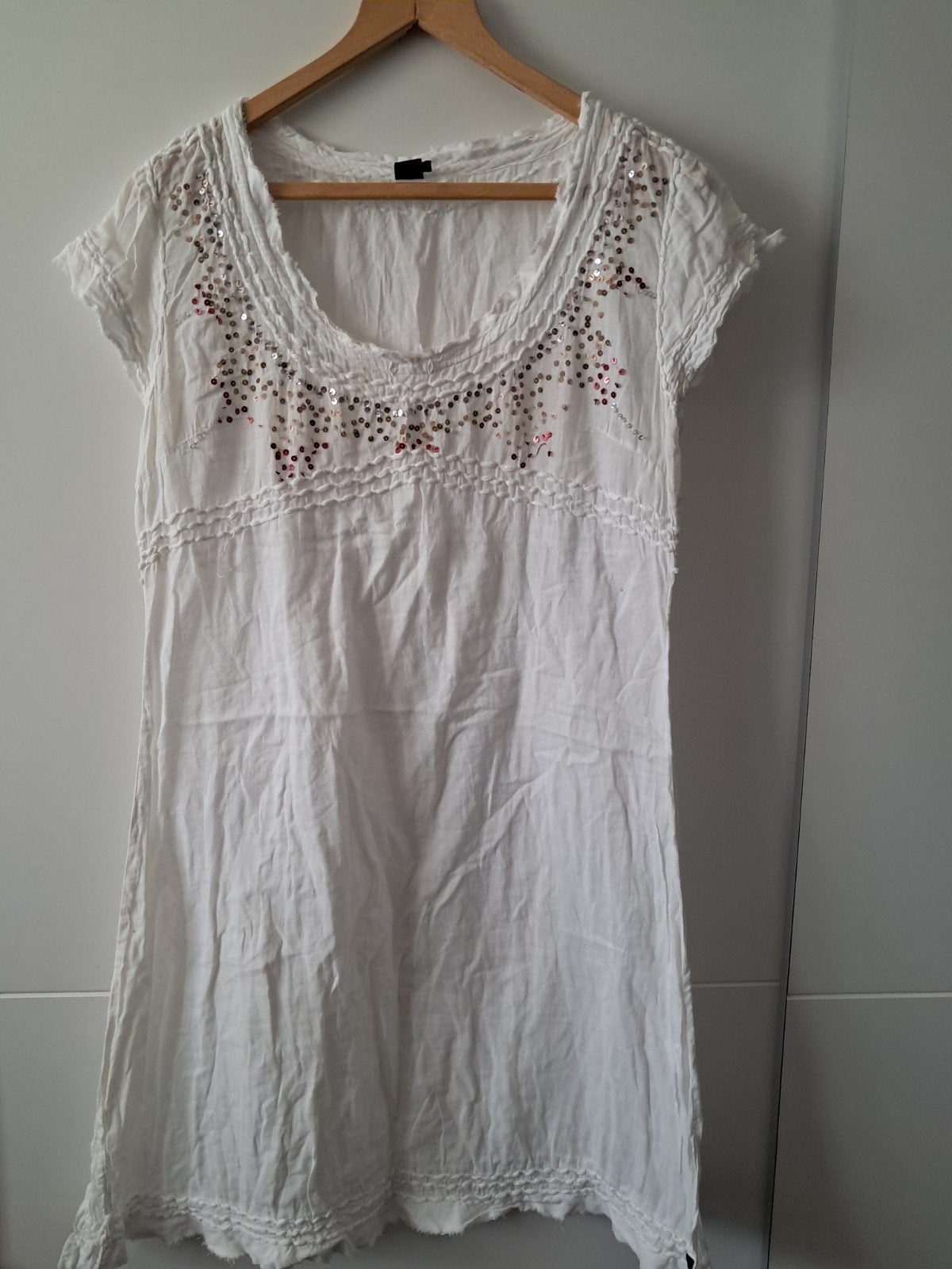 Didi katoenen jurk/tuniek met pailletten, maat L, nieuwstaat, Kleding | Dames, Wit, Maat 42/44 (L), Didi, Ophalen of Verzenden