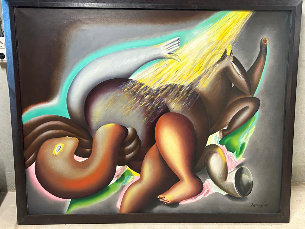 Groot Schilderij Jörg Remé (1987) Surrealistisch & Kleurrijk, Ophalen