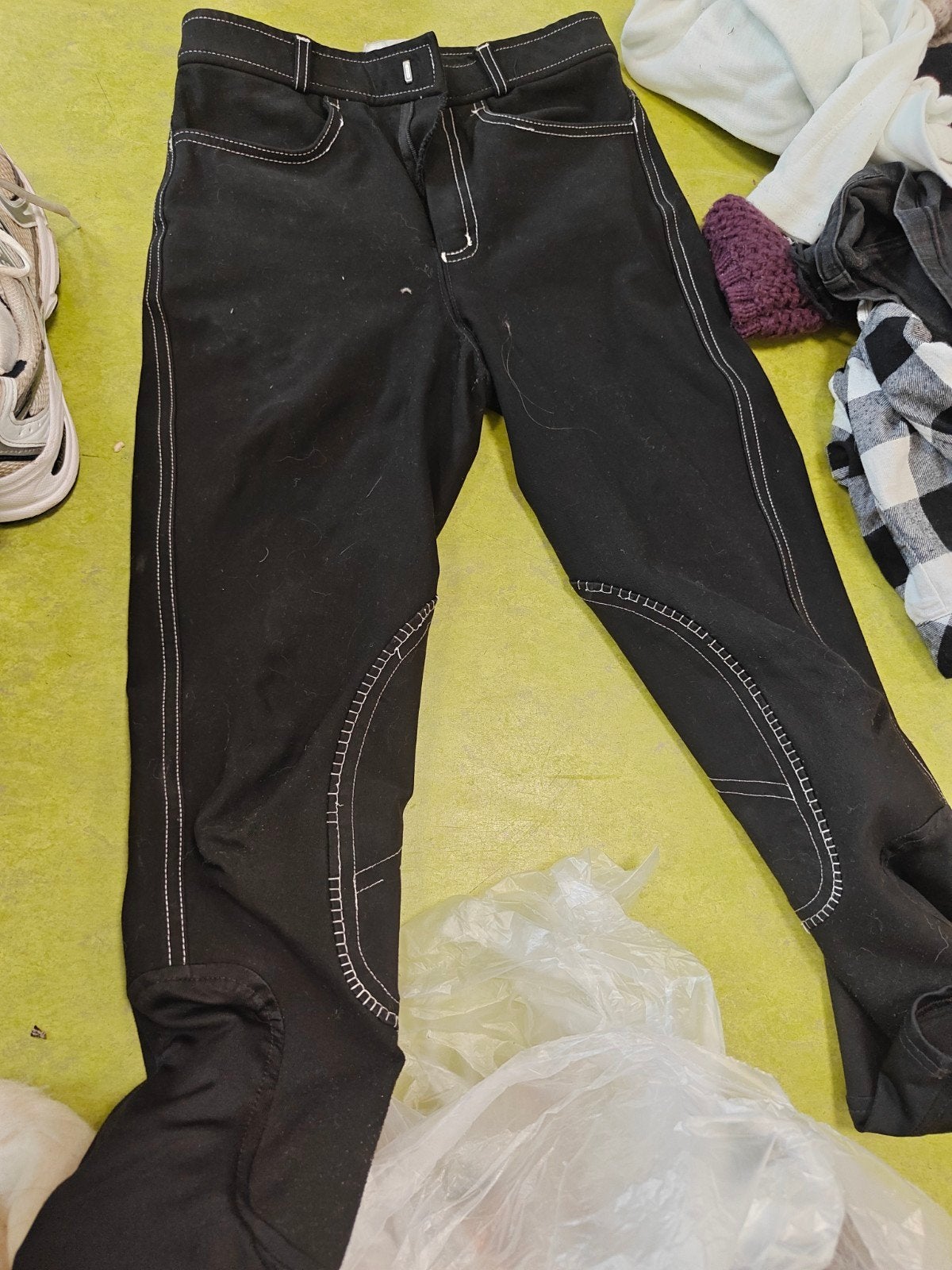 Zwarte paard rijbroek met witte stiksels, Maat 38/40 (M), Zwart, Ophalen of Verzenden, Onbekend