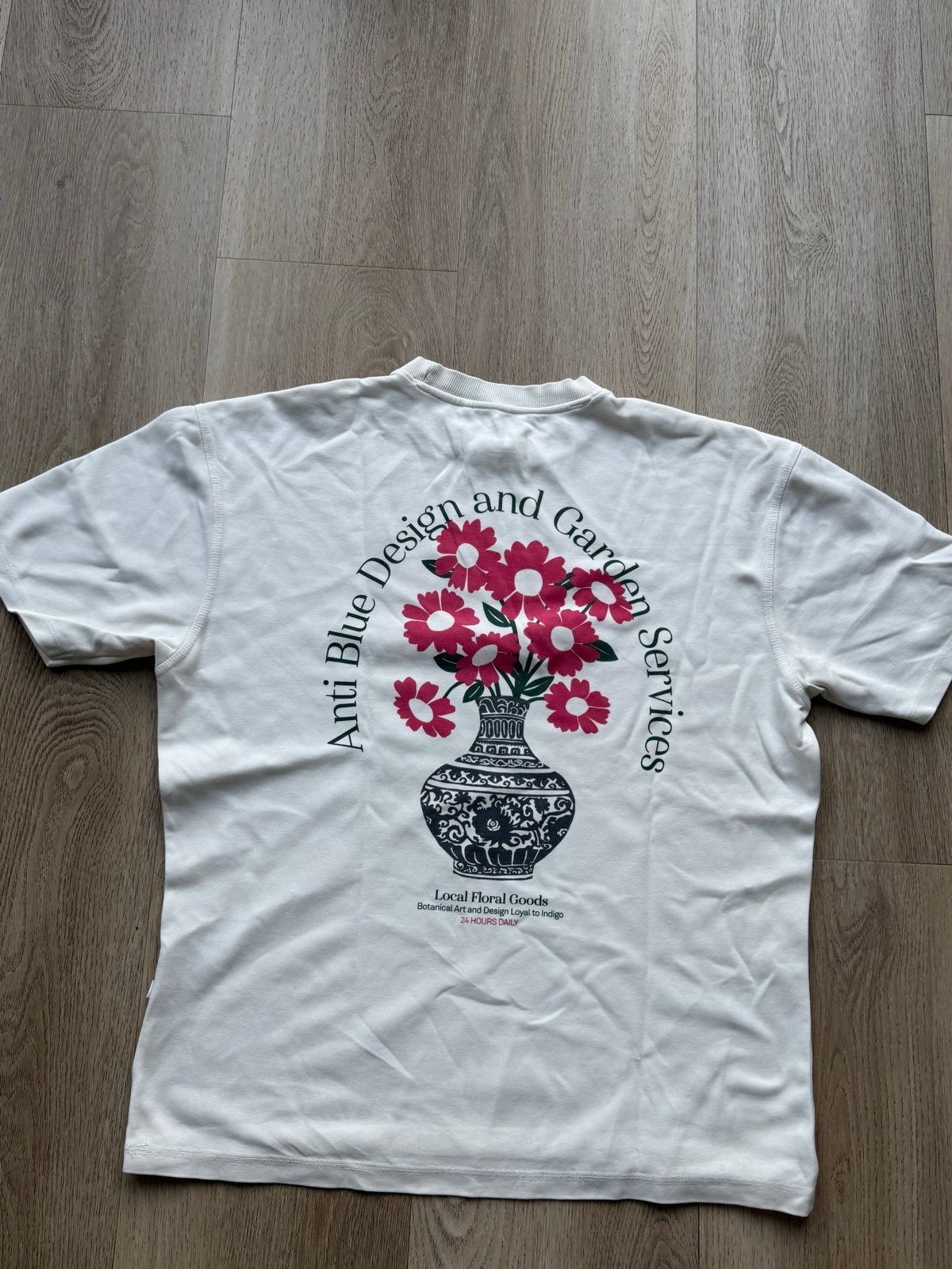 Anti Blue Design & Garden Services T-shirt Maat S, Ophalen of Verzenden, Zo goed als nieuw, Maat 46 (S) of kleiner, Wit
