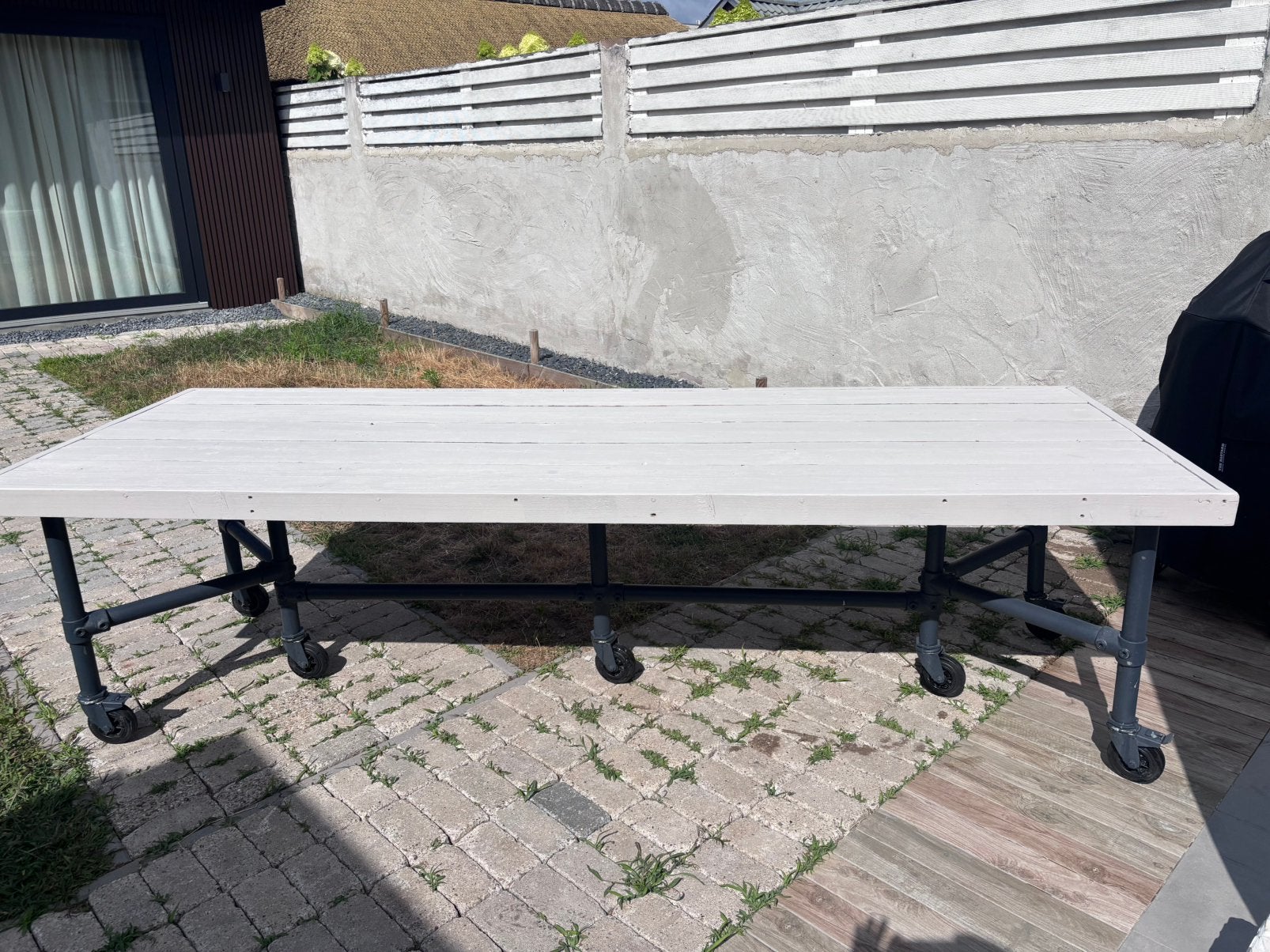 Steigerhouten tuintafel, Ophalen, Gebruikt, Hout