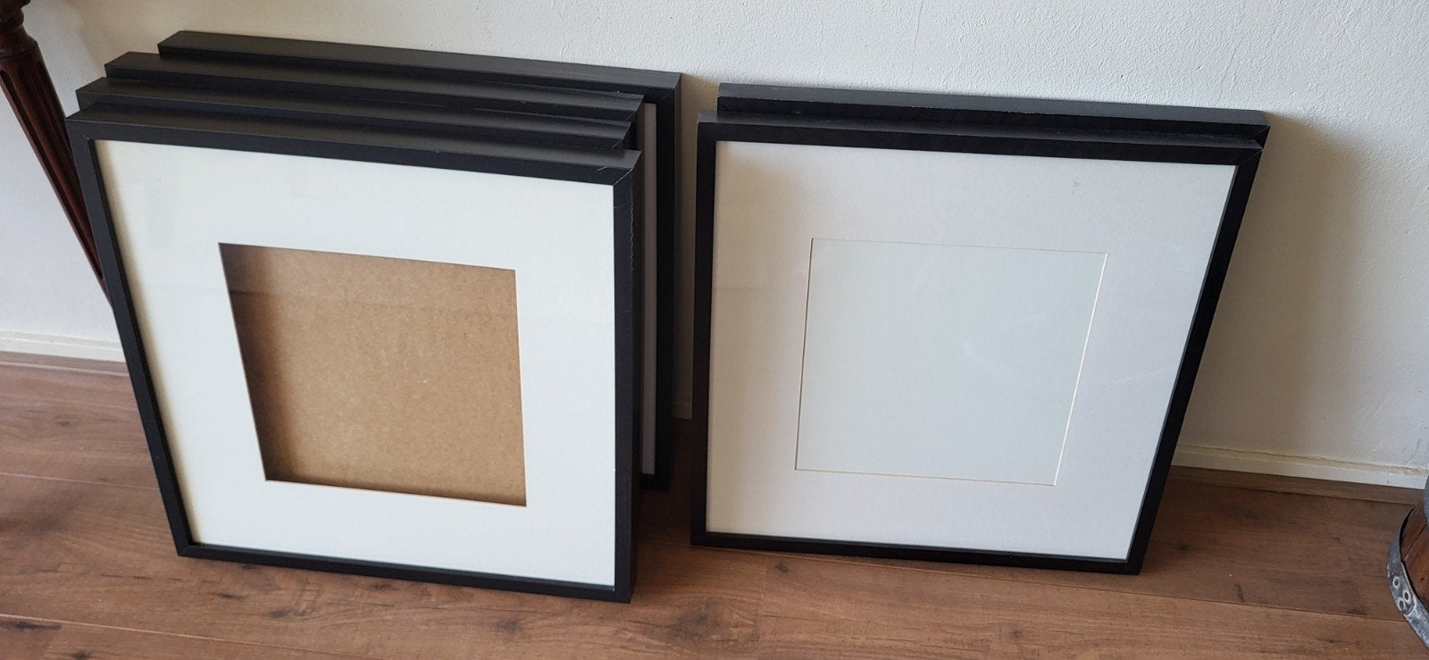 6 Zwarte Fotolijsten 50x50cm met Passe-Partout, Huis en Inrichting, Ophalen, Met passe-partout