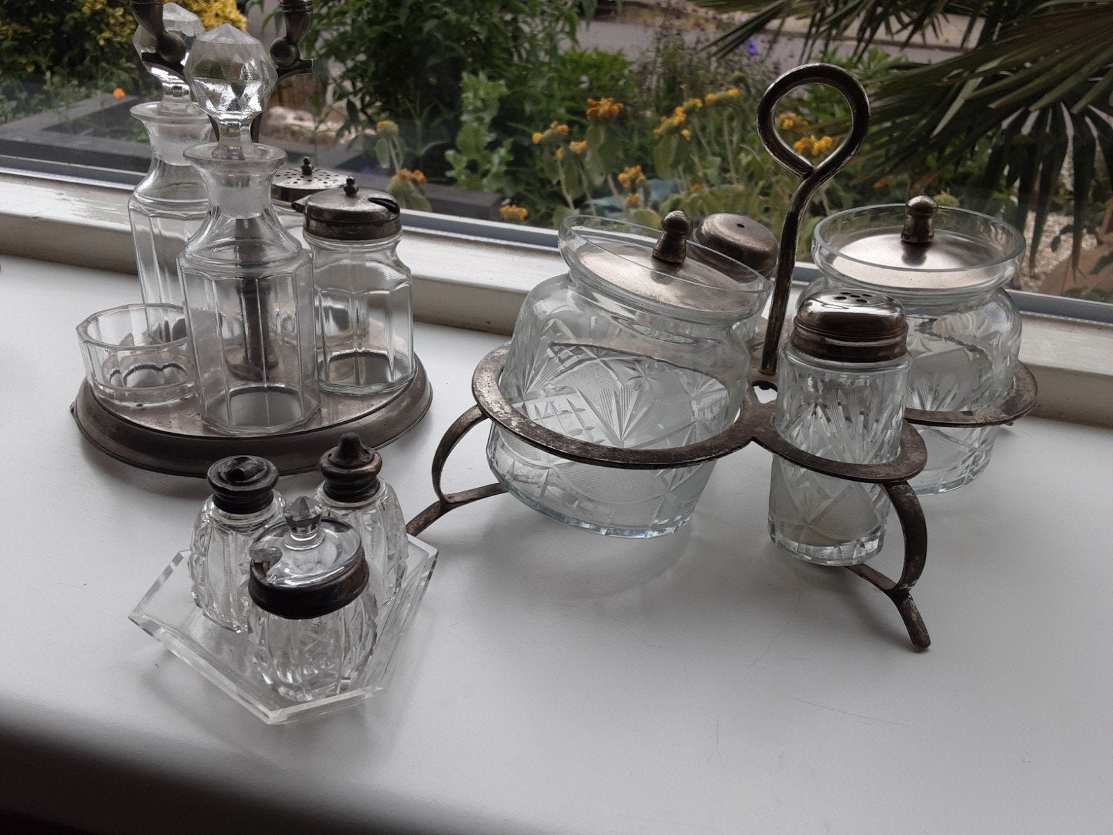 Antieke kruideniersset en azijnstel, Antiek en Kunst, Ophalen of Verzenden