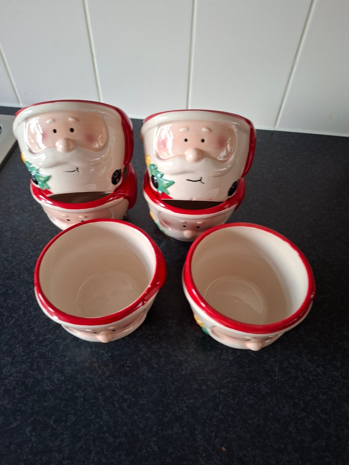 Kerstservies 6 grappige bakjes/soepkom/ontbijt/ijs schaaltje, Ophalen of Verzenden