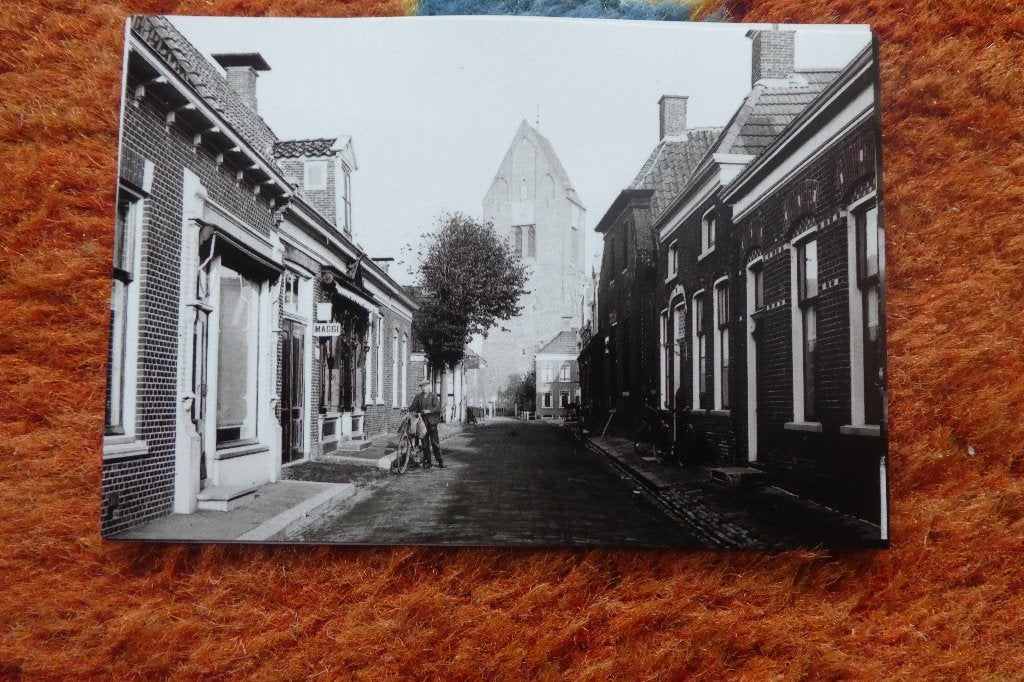 Loppersum Hogestraat en Stilstaande Fietser, Verzamelen, Verzenden, Voor 1940, Foto