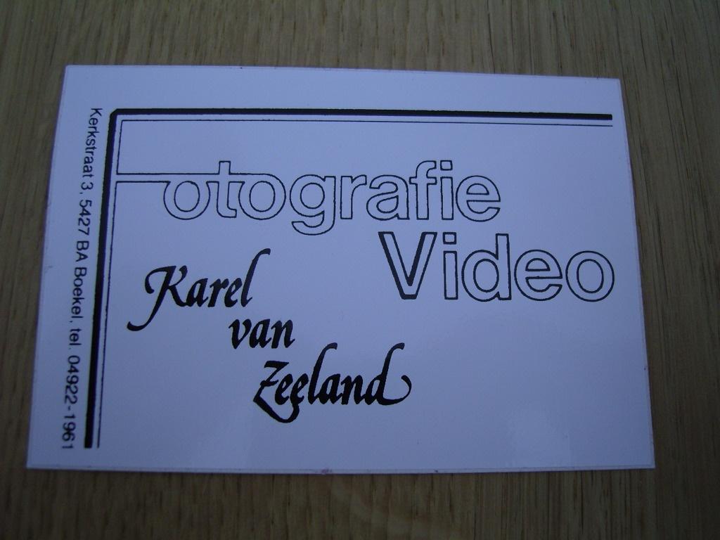 sticker boekel fotografie video karel van zeeland kerkstraat, Verzamelen, Stickers, Ophalen, Zo goed als nieuw