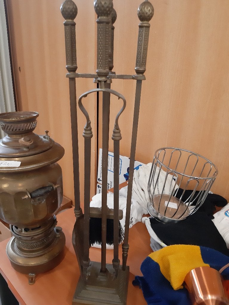 Antiek koperen Vuurgereedschap, Massief koper Gereedschap, Ophalen, Koper