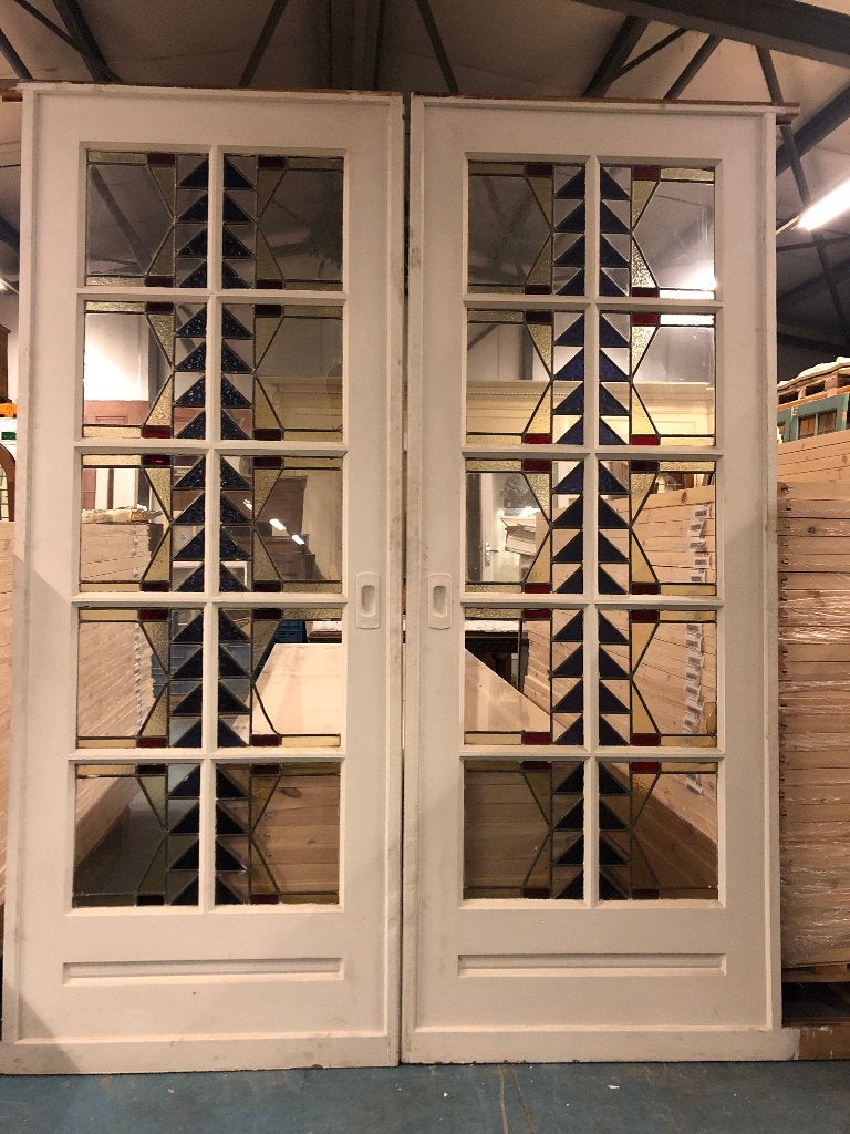 2 set glas in lood schuif / en-suite deuren 211x165cm.