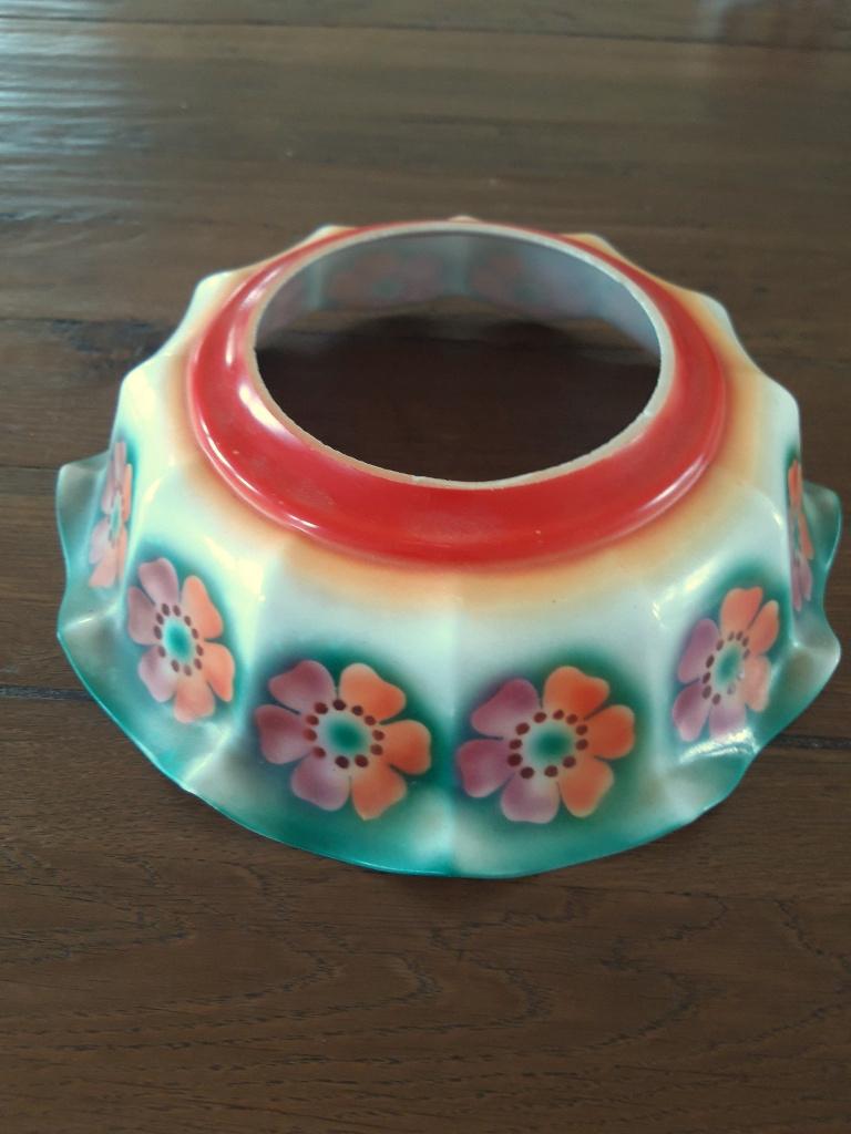 retro glazen lampenkap jaren 60 / 70 bloemen, Ophalen of Verzenden