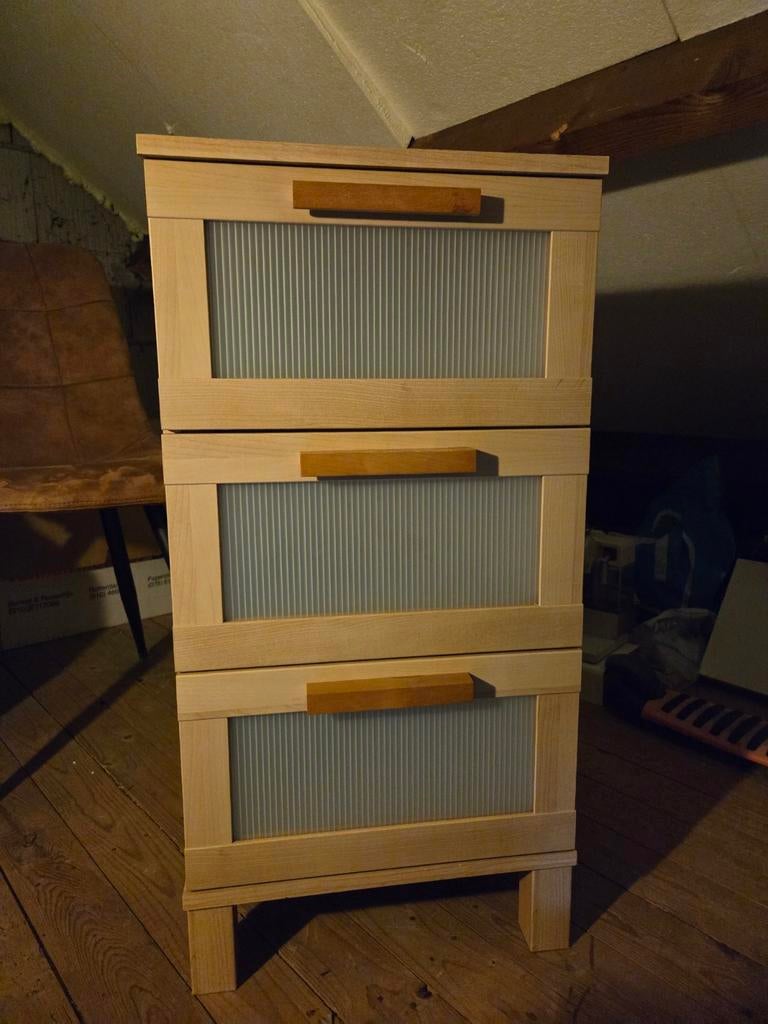 Houten kastje met 3 lades - Nette staat, Ophalen, Minder dan 50 cm, Gebruikt, 3 of 4 laden