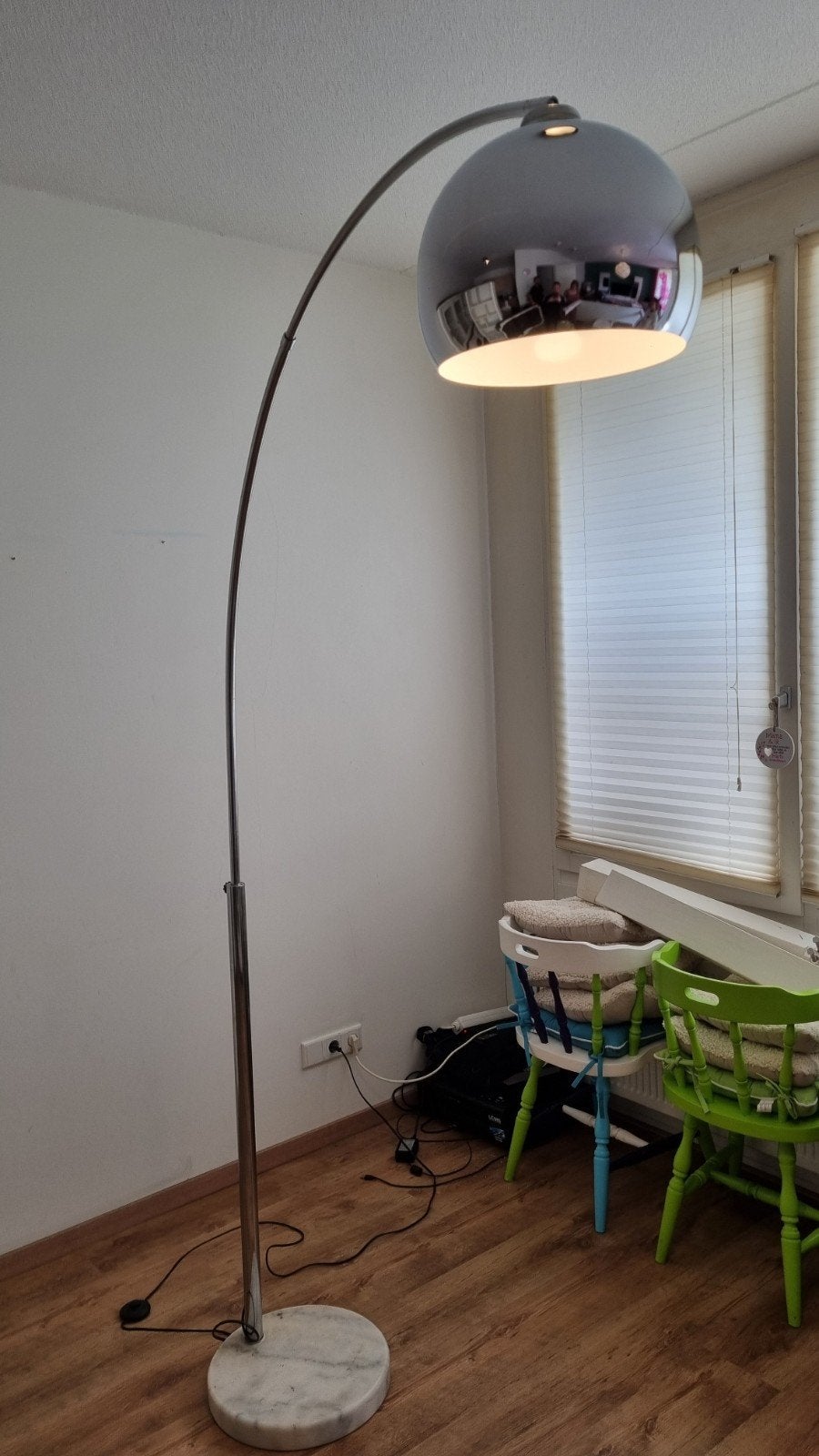 Luxe booglamp met marmeren voet, Zo goed als nieuw, Modern, Luxe, 150 tot 200 cm, Metaal