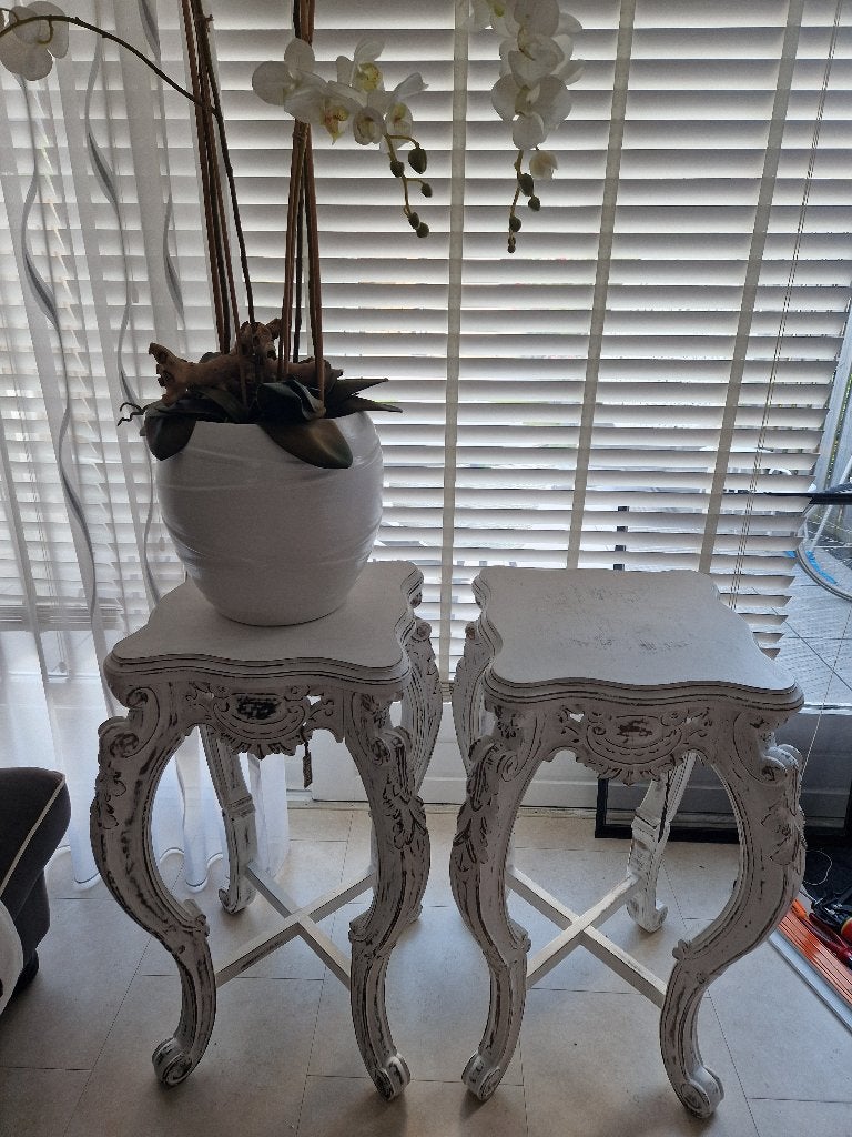 White wash 2x barok bijzettafels van het merk Lifestyle, Ophalen, Overige materialen, Barok, 50 tot 100 cm
