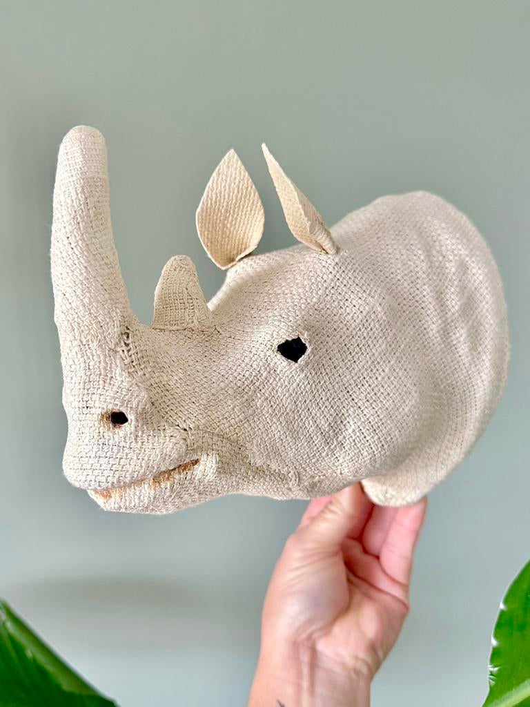 Jute neushoorn kop wanddecoratie muurdecoratie, Ophalen of Verzenden, Gebruikt