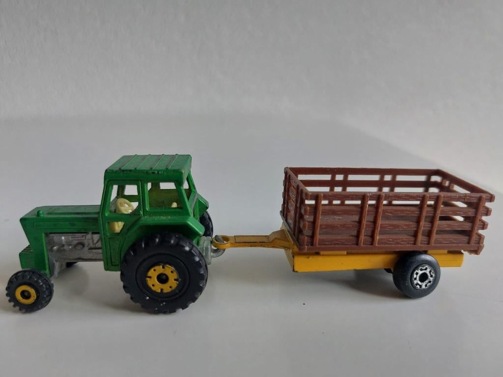 Matchbox tractor met aanhanger, Hobby en Vrije tijd, Ophalen of Verzenden, Gebruikt, Hijskraan, Tractor of Landbouw, Matchbox