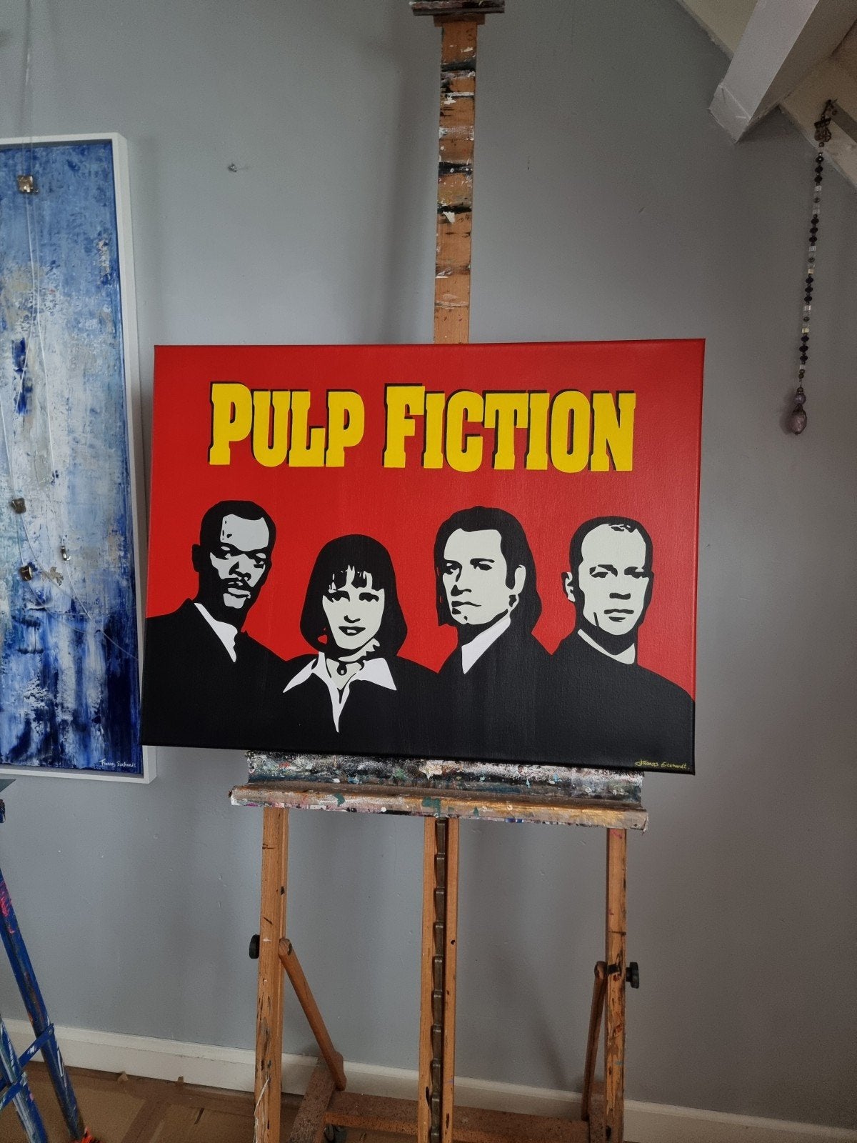 Pulp Fiction pop art schilderij 60x80 cm, Ophalen, Handgeschilderd, Acrylverf, Film