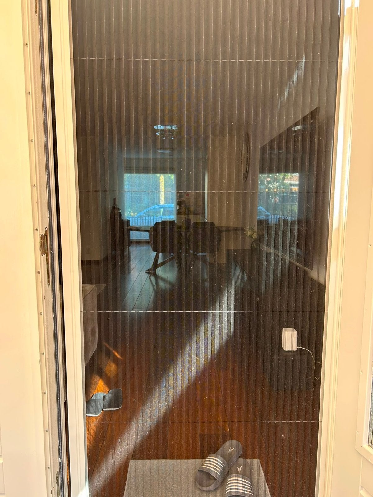 Hordeur plissé schuifdeur, Ophalen, Kunststof, Gebruikt, 80 tot 100 cm