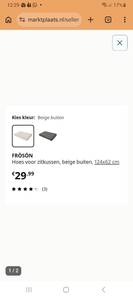 2 keer Froson nieuw bekleding buiten beige 124x62, Ophalen of Verzenden, Nieuw