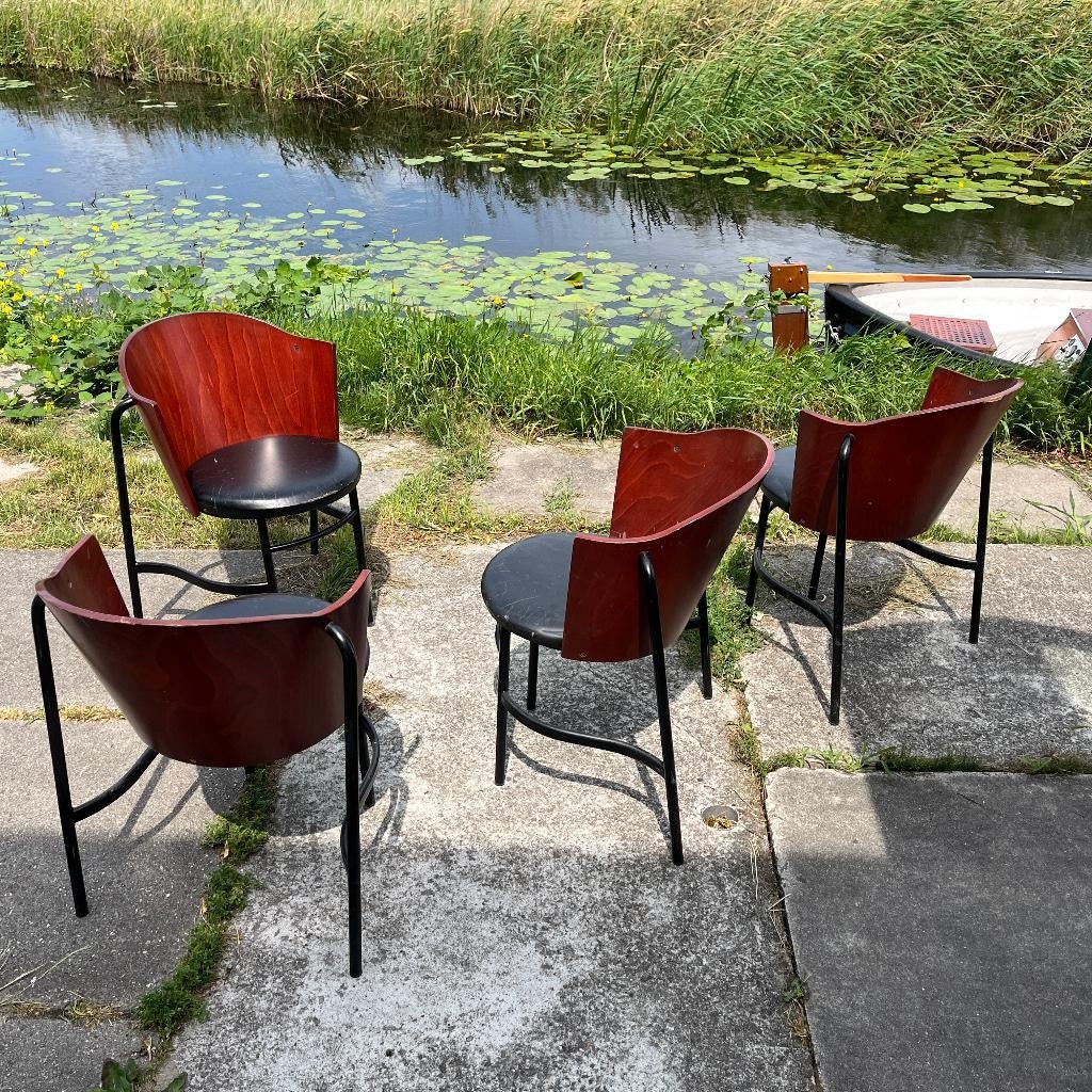 Abe Bonnema Brobon stoelen plywood Post modern Dutch design, Gebruikt, Zwart, Postmodern, Vier