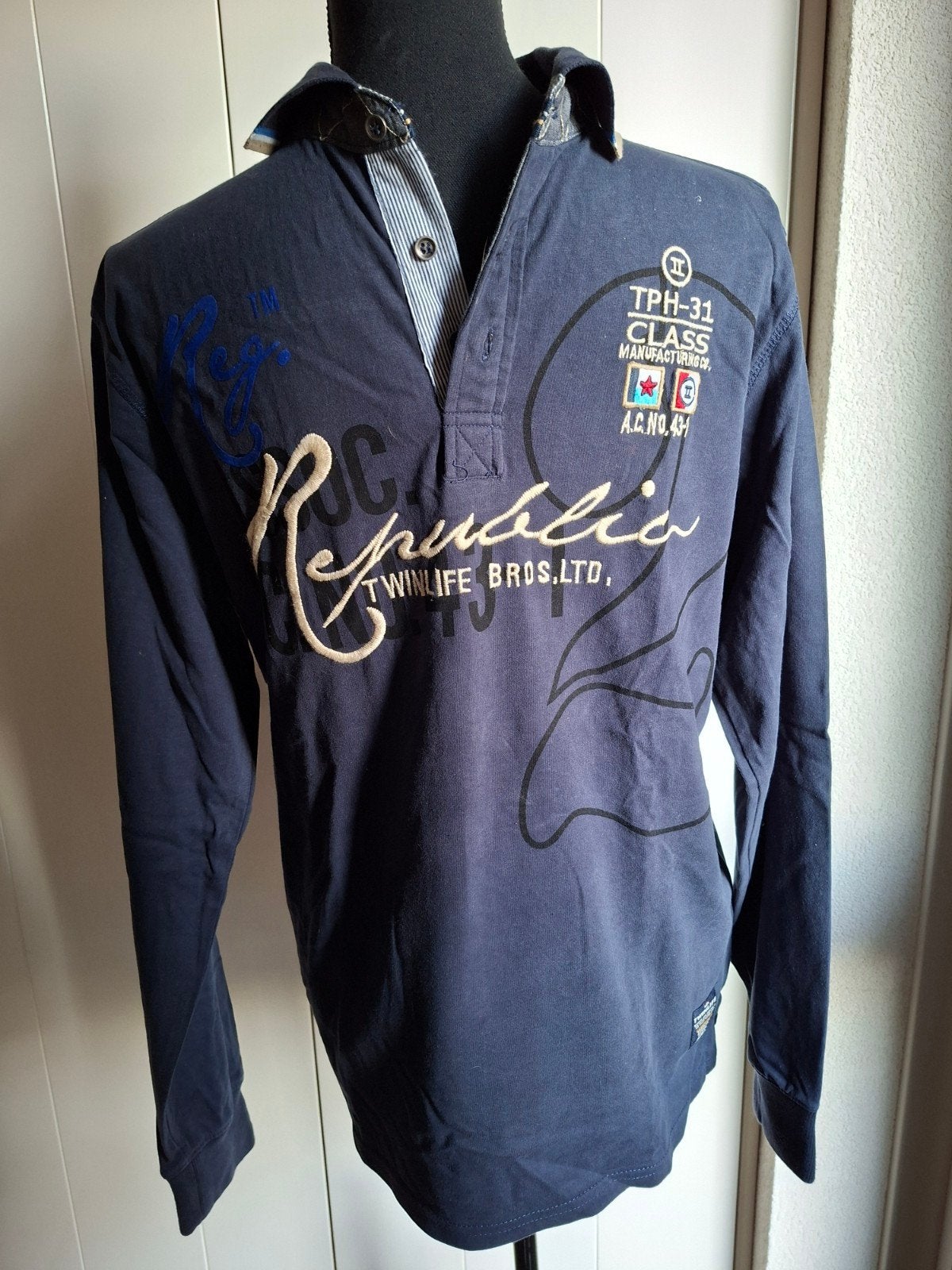 Twinlife Heren Polo Lange Mouwen - Maat S, Kleding | Heren, T-shirts, Blauw, Nieuw, Ophalen of Verzenden, Twinlife