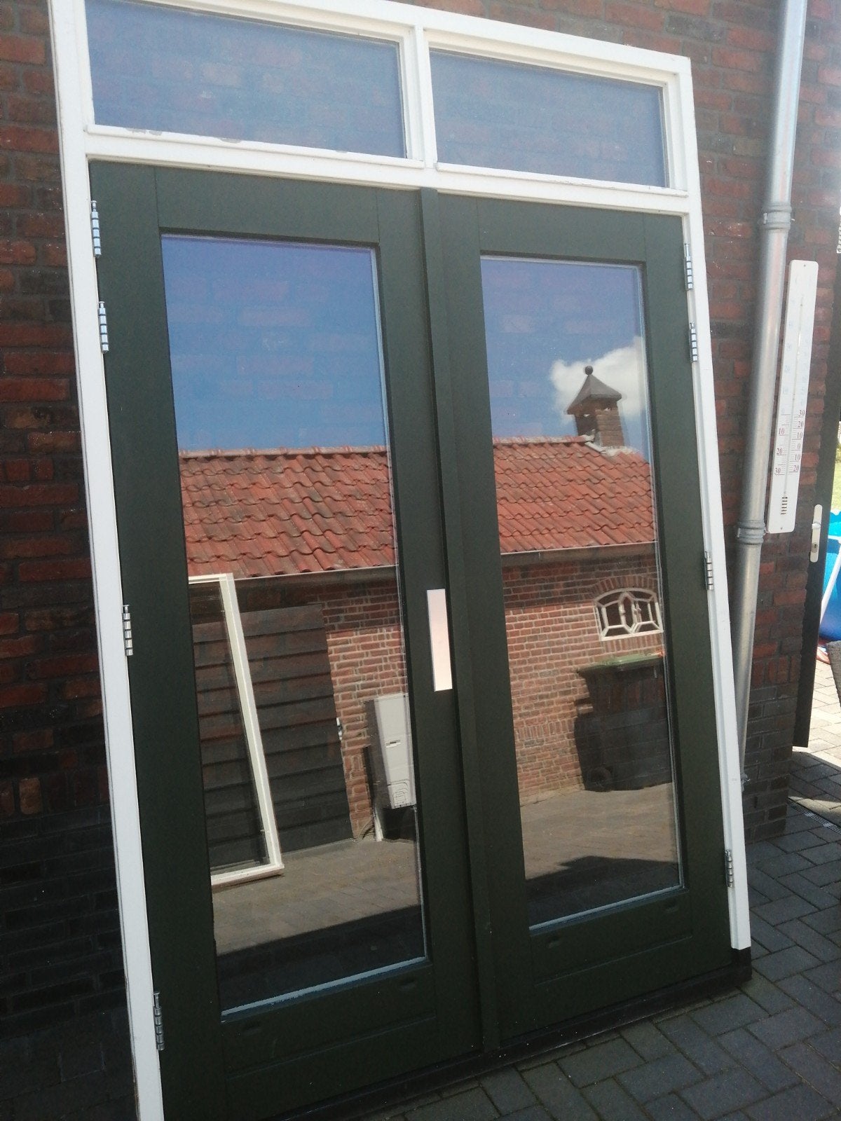 Merbau tuin terras deuren met thermopane 168 x 261 cm, Ophalen, Hout, 75 tot 150 cm, Deurkozijn