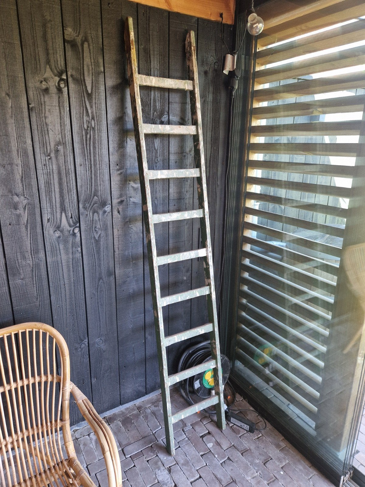 Vintage houten ladder - Decoratief en functioneel, Ophalen, Gebruikt, 2 tot 4 meter