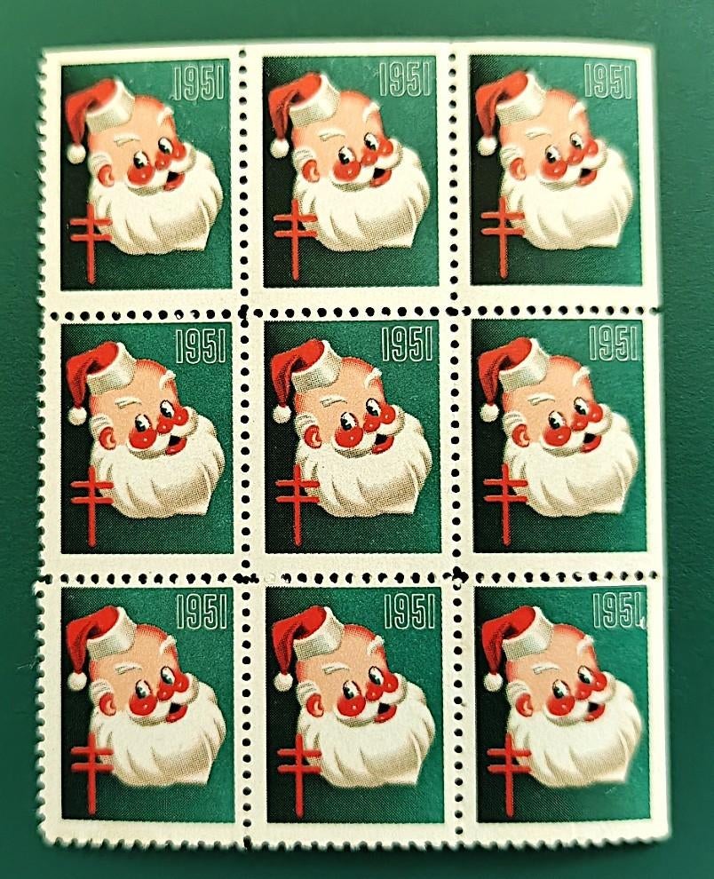 Canada : kerst/sluitzegel blok van 9 TBC 1951 postfris, Verzenden, Overige thema's