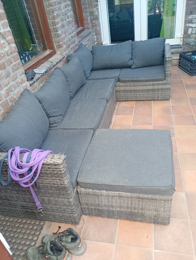 Loungeset inclusief kussens, Tuin en Terras, Tuinsets en Loungesets, Ophalen, Kunststof, Gebruikt, 6 zitplaatsen