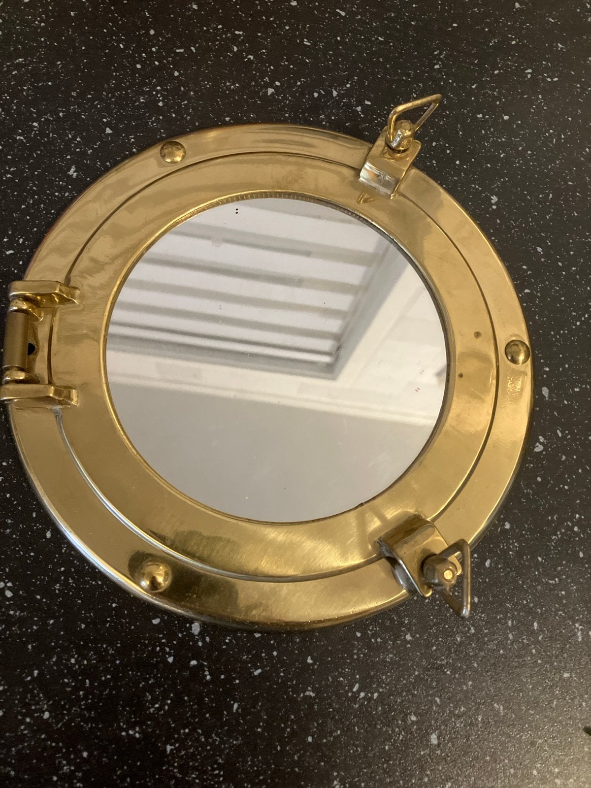 Messing patrijspoort spiegel - Maritieme decoratie, Minder dan 50 cm, Gebruikt, Rond, Ophalen of Verzenden