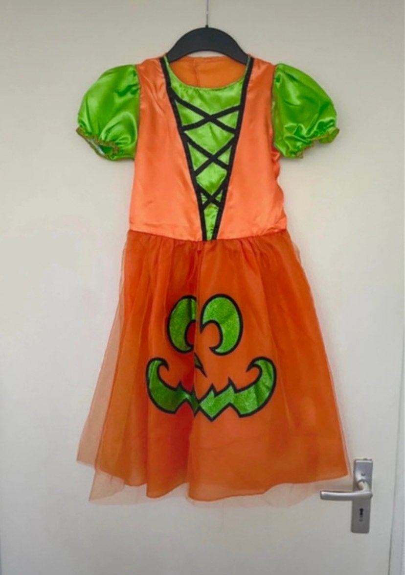 Mooie pompoenjurk voor Halloween _ maat 146, Ophalen of Verzenden, Zo goed als nieuw, 146 t/m 152, Jongen of Meisje