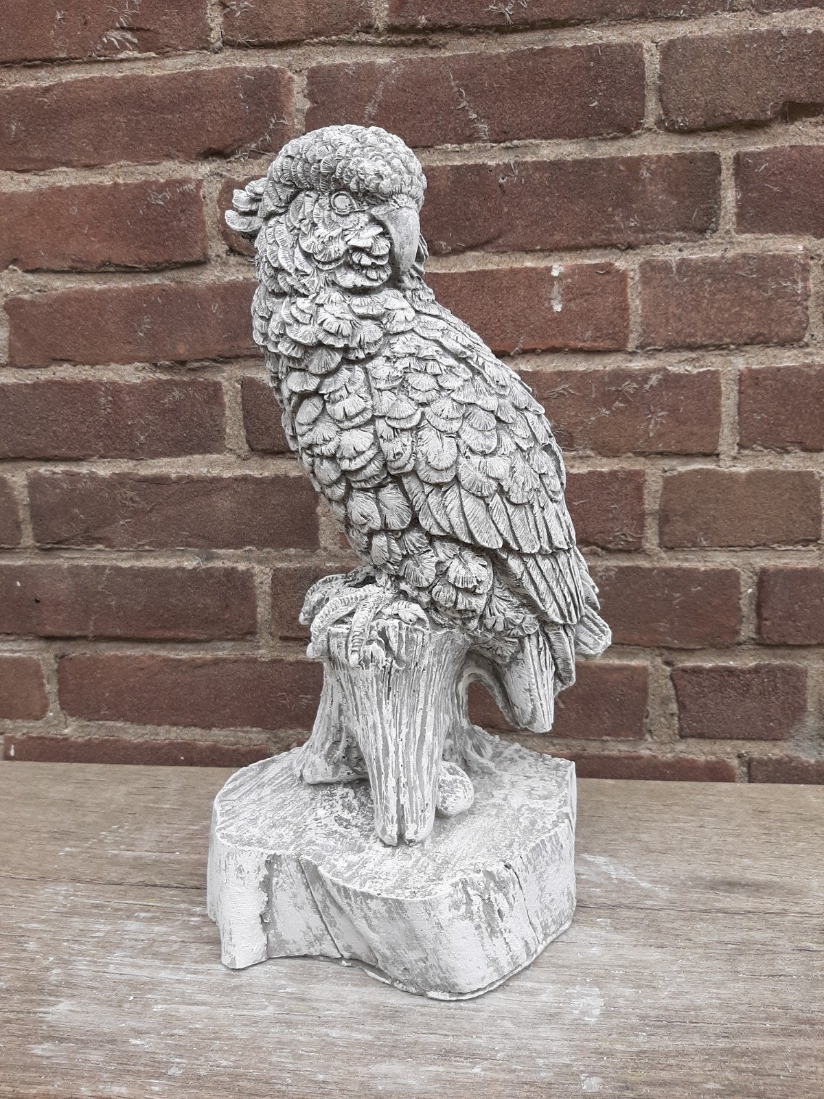 Kaketoe betonnen beeld tuinbeeld beton vogel, Ophalen of Verzenden